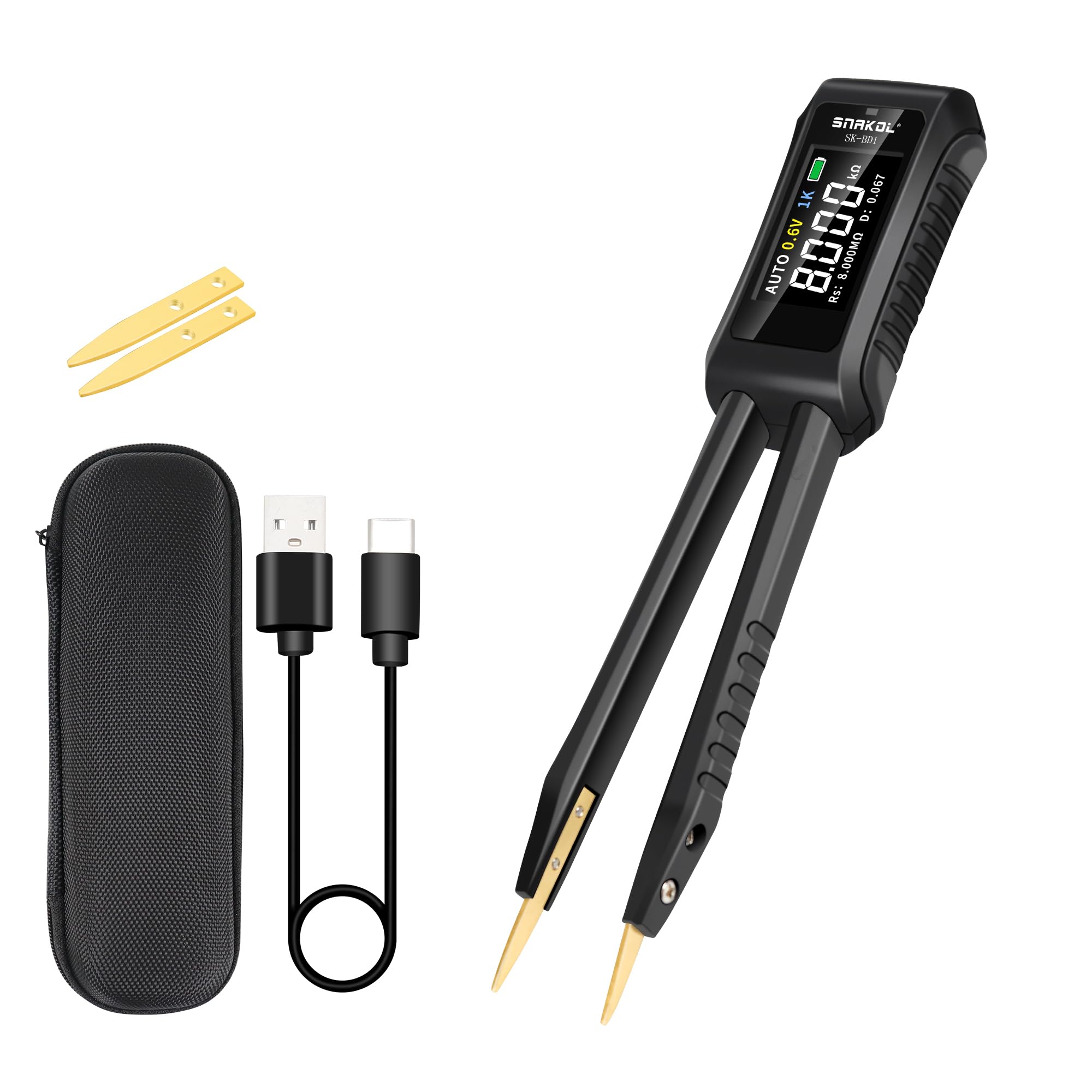 SNAKOL LCR Meter, Digital Multimeter Tweezers, Mini Smart 10KHz SMD Tester with OLED Display, ESR Meter Capacitor Inductance Continuity Diode Tester, Auto Ranging Electronic Component Meters