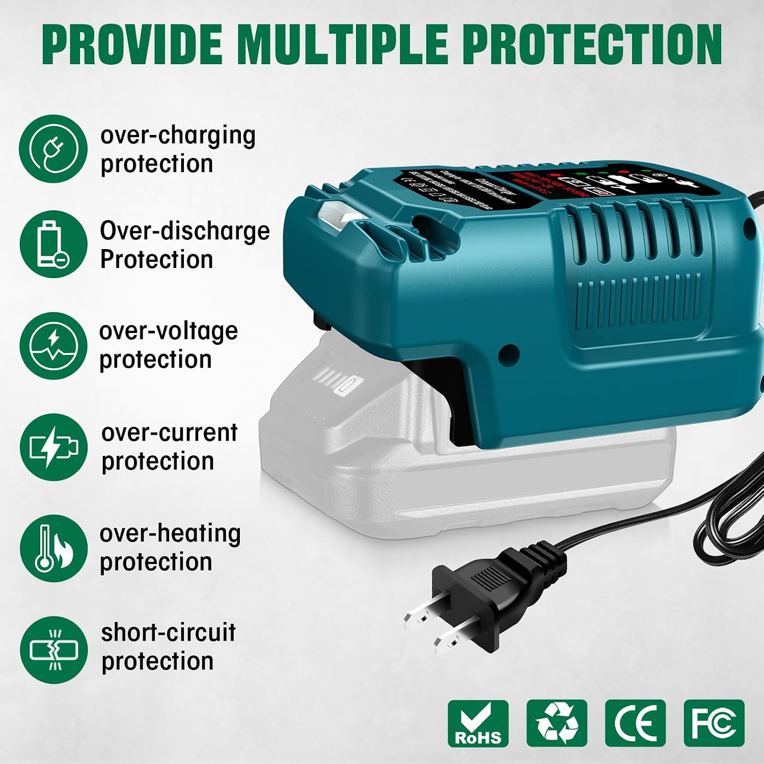 for Hitachi 18V 36V Battery Charger, Fast Charger for BSL1815 BSL1820 BSL1825 BSL1840 BSL1850 BSL1860 Batteries with LCD Indicator