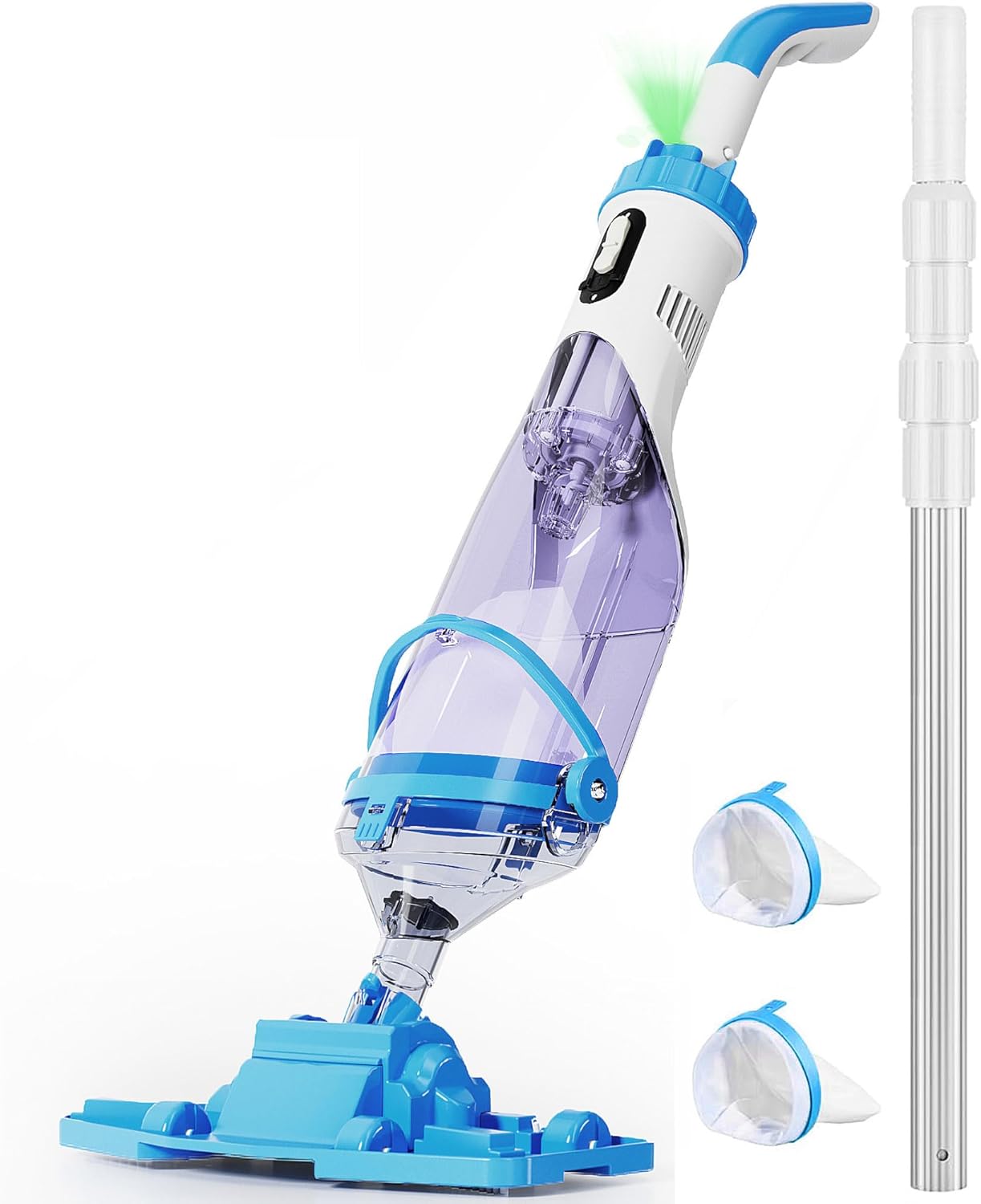 Pool vacuum for above ground and inground pools, cordless handheld with 18GPM suction