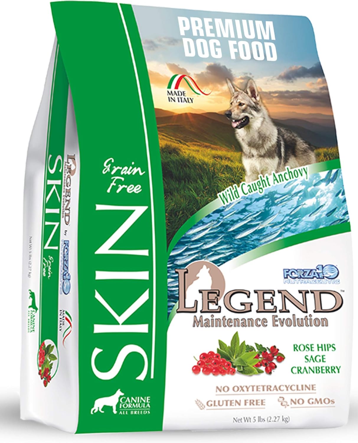 Forza10 Legend Sensitive Skin Dog Food, Grain Free Dry Dog Food for Sensitive Skin with Curative Herbs, Wild Caught Anchovy Flavor Allergy Dog Food, for Adult Dogs, Pack of 1 (5 Pounds) Forza10 Legend Sensitive Skin Dog Food, Grain Free Dry Dog Food for Sensitive Skin with Curative Herbs, Wild Caught Anchovy Flavor Allergy Dog Food, for Adult Dogs, Pack of 1 (5 Pounds)