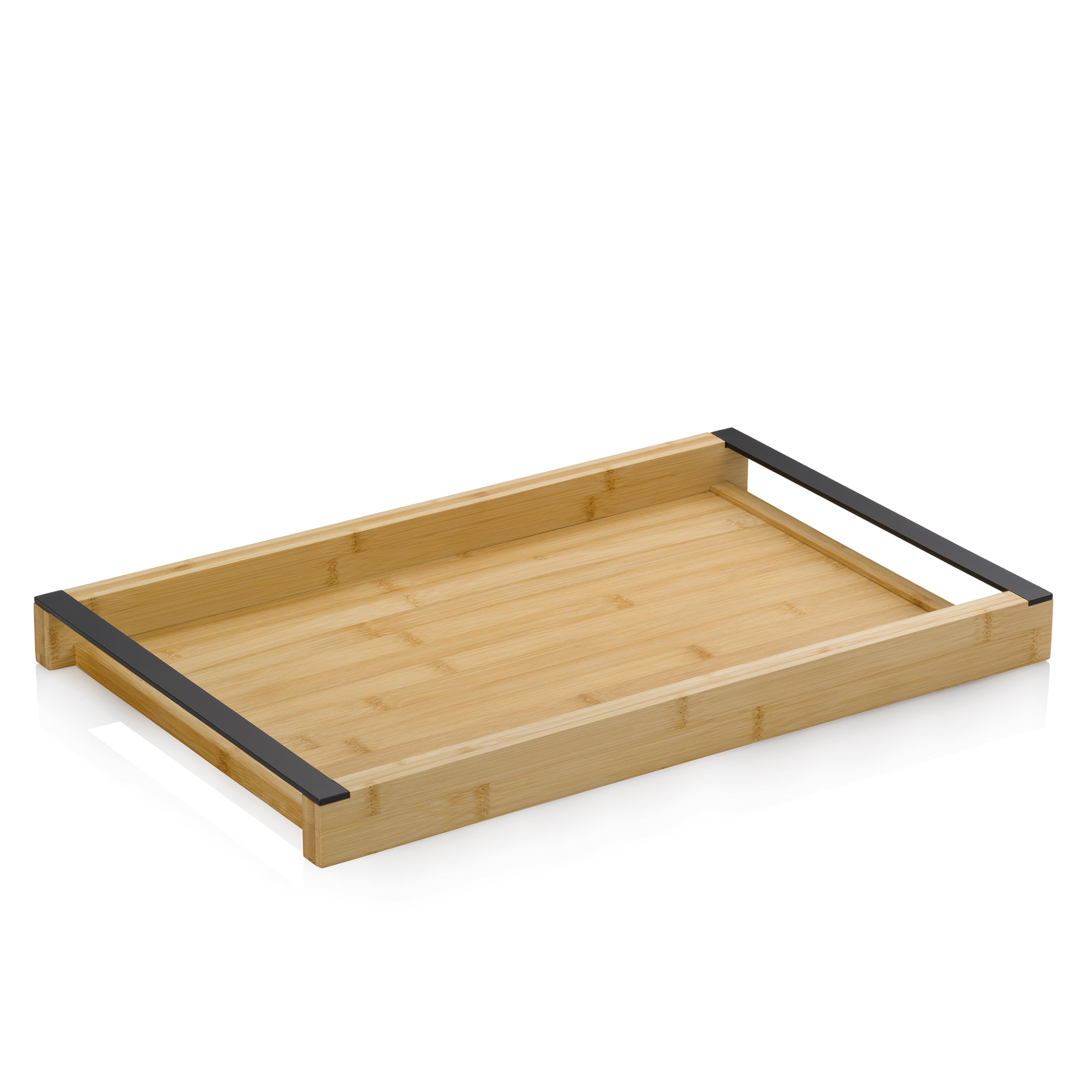 kela Bambus Serviertablett groß 54 x 34,5 x 4,5 cm KIRIL, Holztablett rechteckig mit Metallgriffe, rutschfest