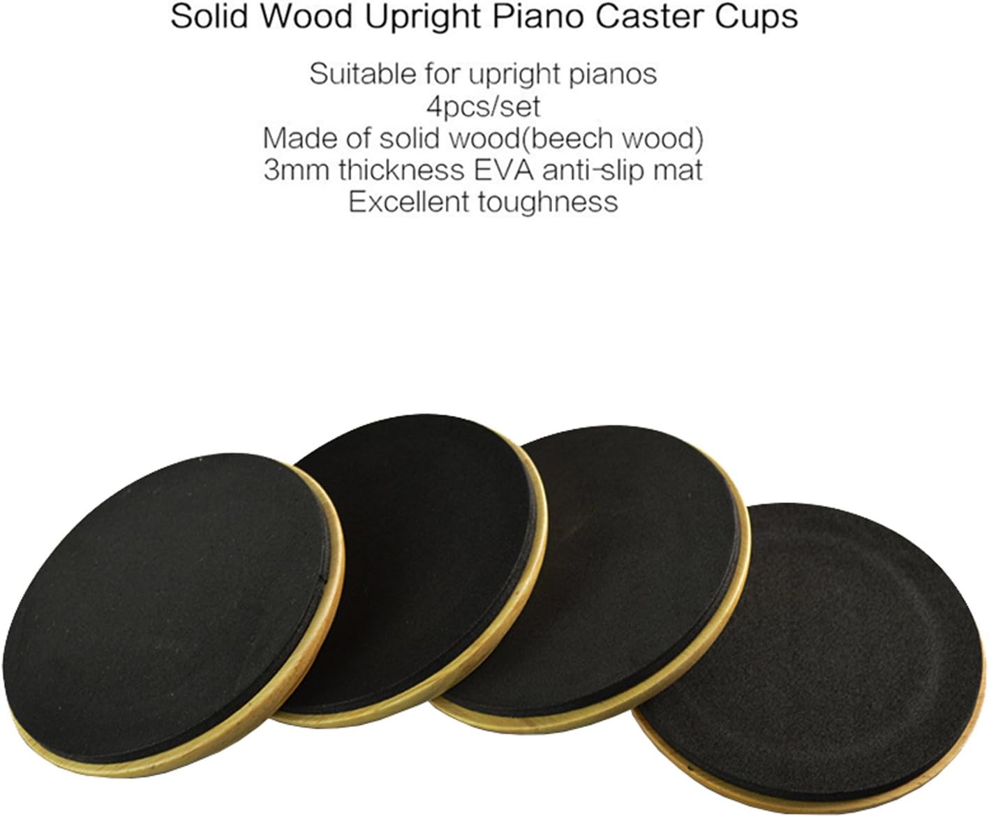 OOTDAY Piano Caster Cups for Upright Piano,Wood Caster Cups Piano Leg Floor Protectors
