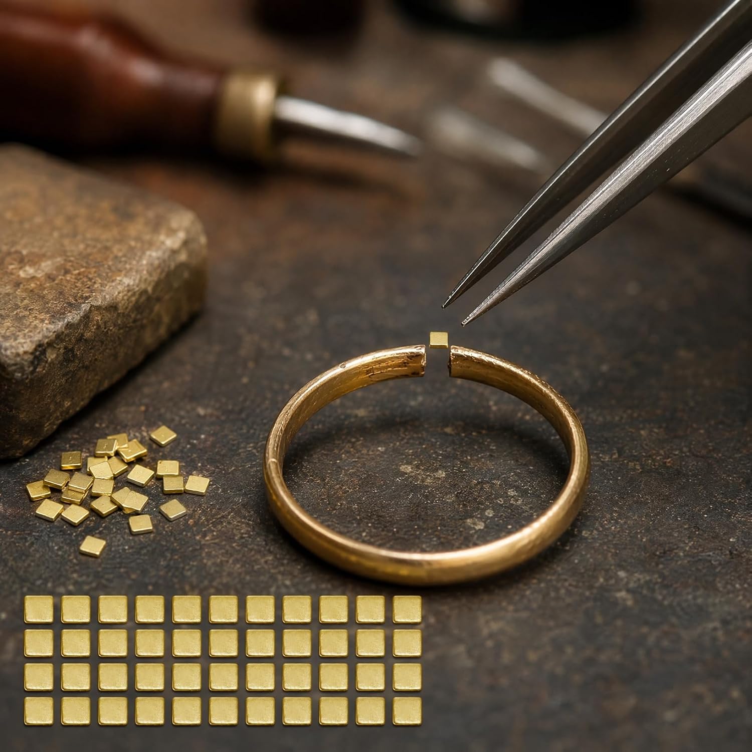 NOLITOY Gold Plated Copper Solder Chips Jewelry Soldering Repair Kit Easy Welding Tabs for Electronics Tablet Fixing Supplies Jewelry Solder Welding Chips Gold Plated Copper