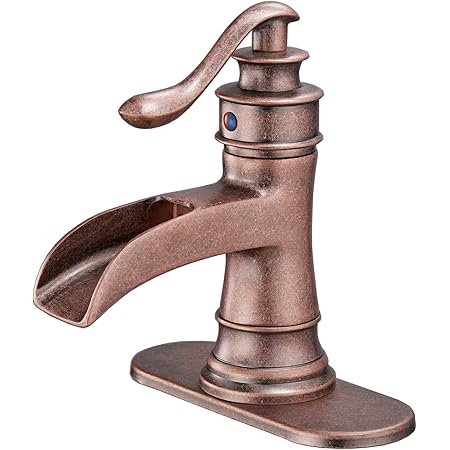 Antique Copper Bathroom Single Hole Faucet Handle S Curved Head ...