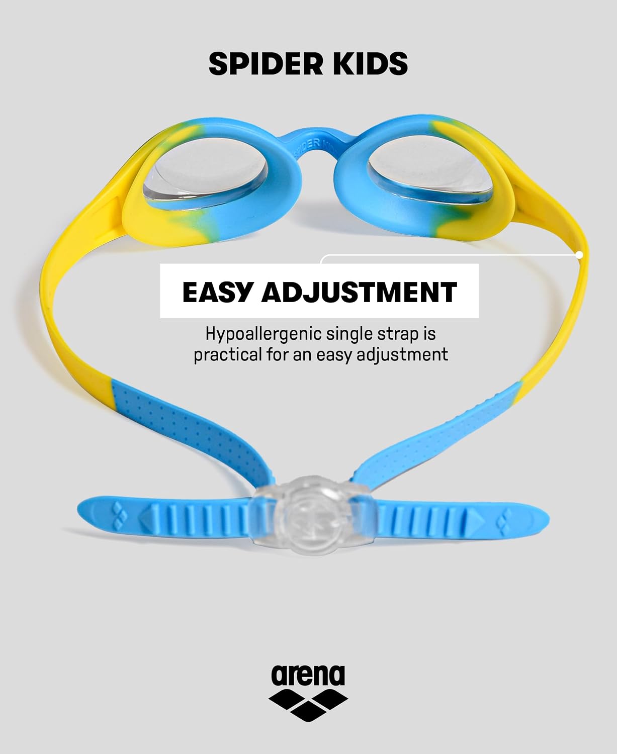 Arena Spider Kids – Masque De Natation Enfant 2-5 Ans, Anti-Buée, UV, Sangle Unique Et Clip Facile