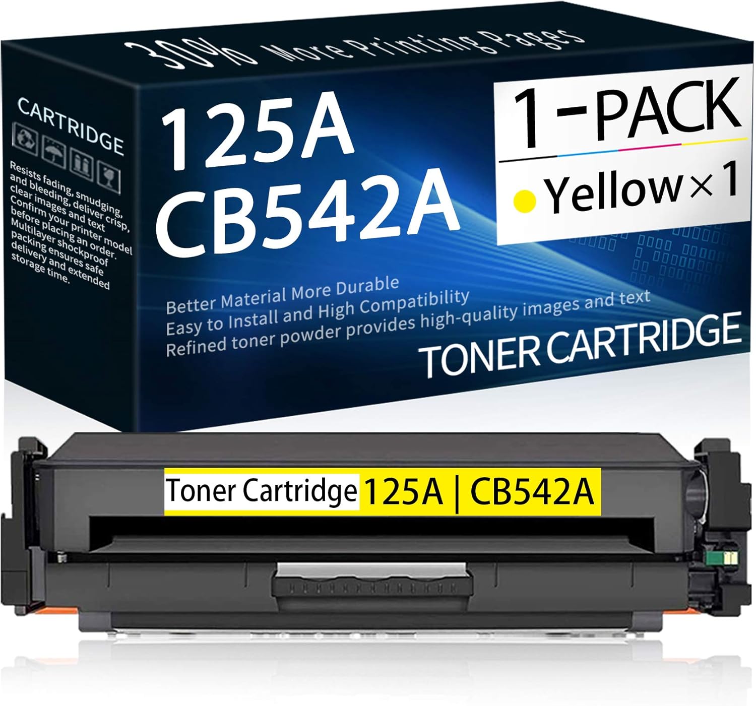 EAXIUCE 1 Pack (Yellow) 125A | CB542A Compatible Remanufactured Toner Cartridge Replacement for HP Color Laserjet CM1312nfi CP1215 CP1515n CP1518ni CM1312 MFP Printer Ink Cartridge.