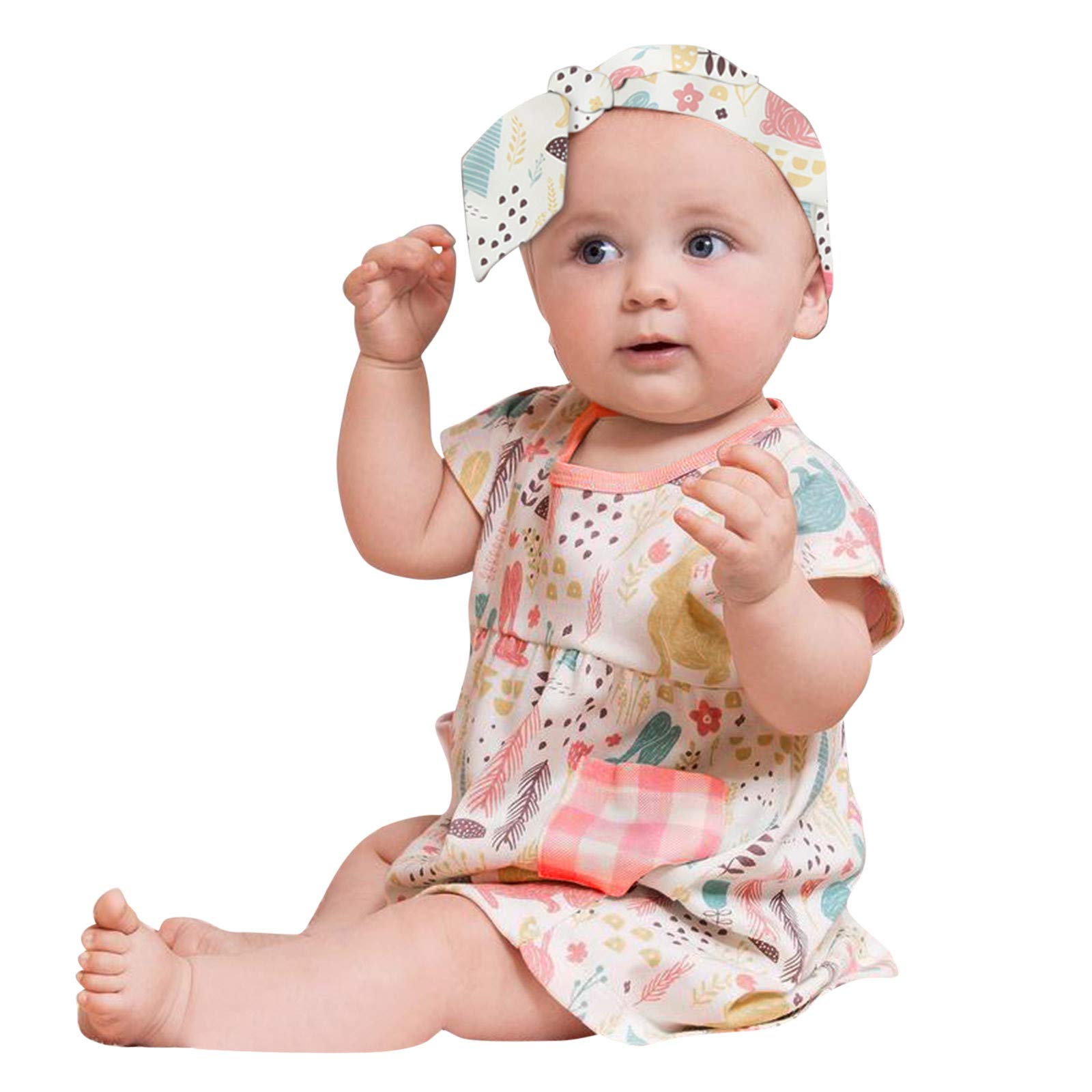 Easter Dresses for Infant Baby Girls Princess Dresses Bunny Ruffle Sleeve Casual Overall Party Dresses Comfort Spring Pink