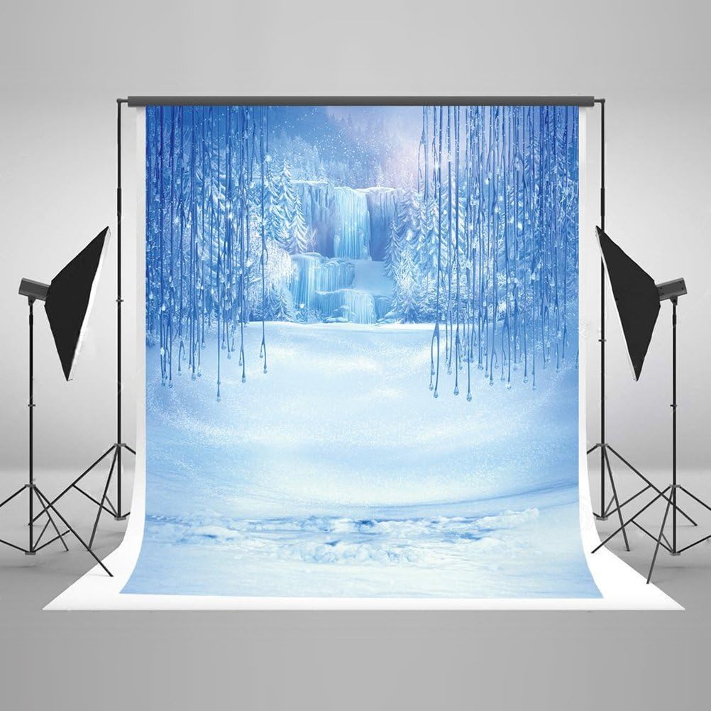 Photography Backdrop 5x6.5FT Cotton Seamless Winter Snow Disney Frozen Background Snow Christmas Backdrop Photo Studio Props