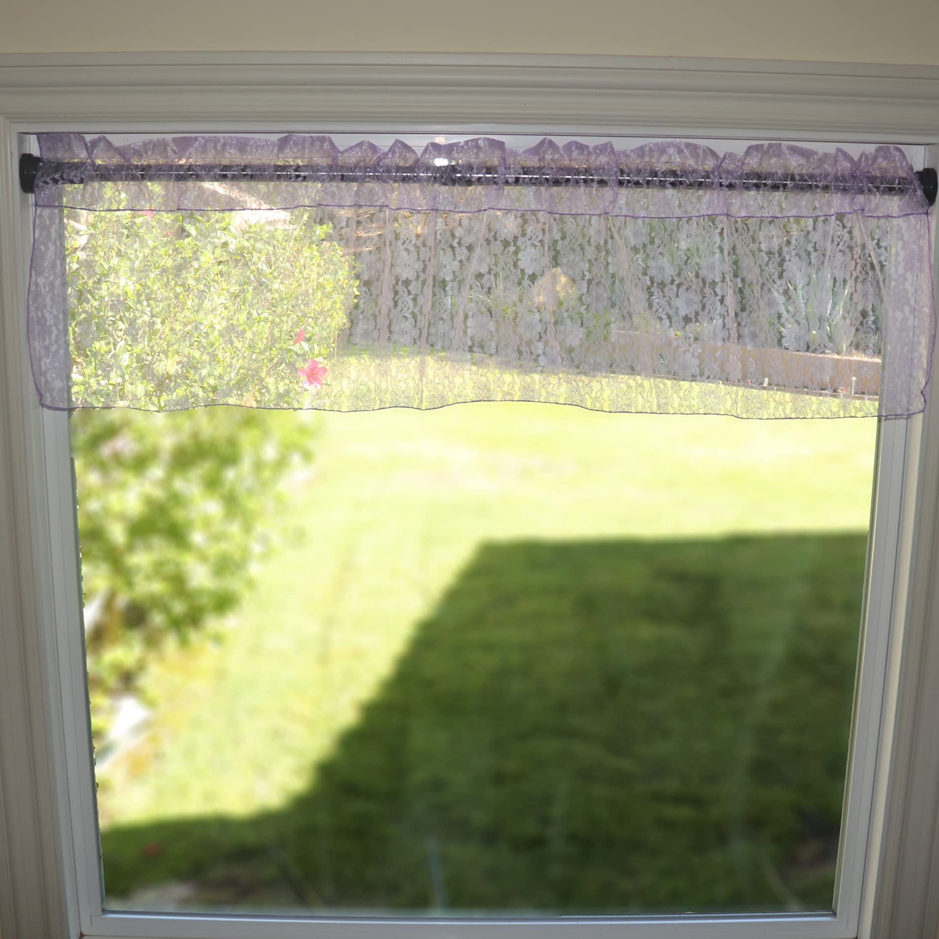 Zen Creative Designs Floral Lace Sheer Valance Window Treatment Small Curtain Home Decor Kids Bedroom Nursery Kitchen Window (58