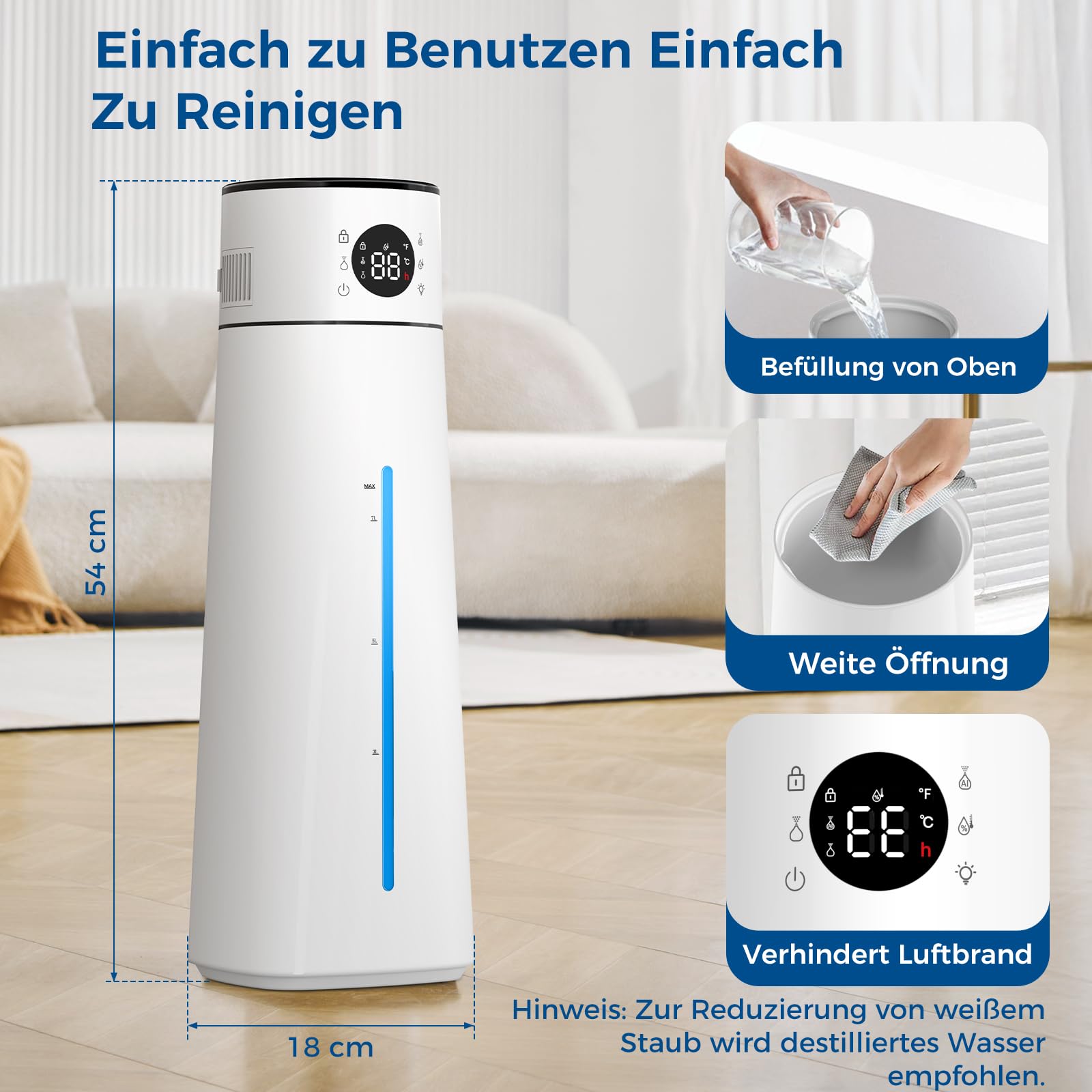 Luftbefeuchter Schlafzimmer 8L Humidifier Leise Raumbefeuchter Ultraschall