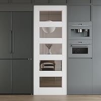 Vista 30 de 3-Lite - Losa de puerta de vidrio transparente templado de 18 x 80 pulgadas, coctelera interior pintable, adecuada para sala de estar, despensa