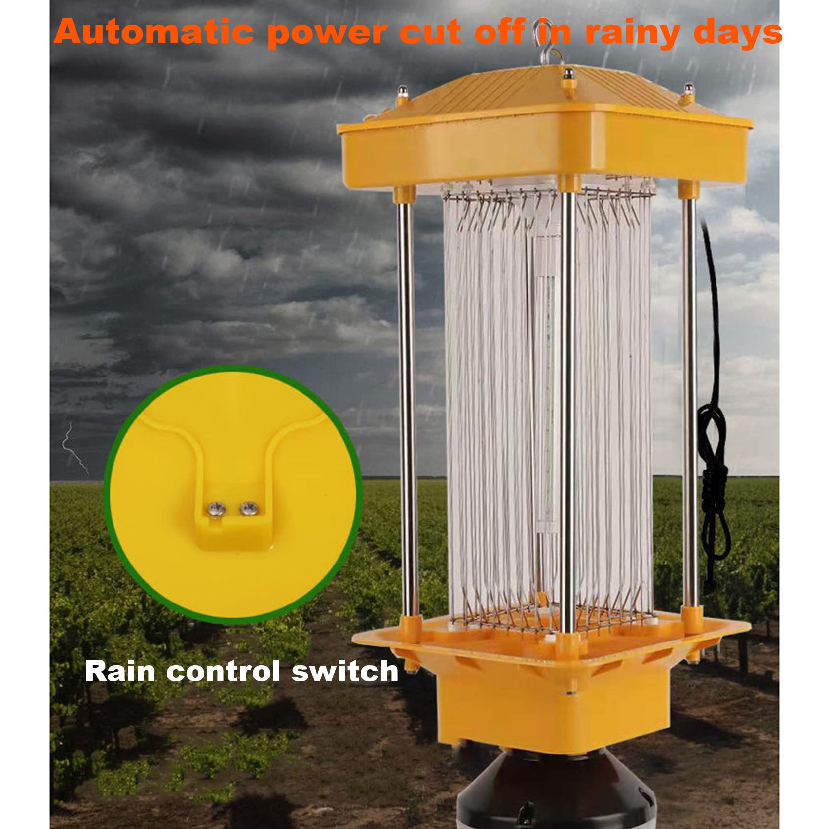 Trappola per Mosche UV Solare da Esterno 3500V 2 in 1 Zapper Completamente Automatico per Insetti, Lampada per Il Controllo dei parassiti agricoli 395nm, Impermeabile IPX7, Lampada antizanzare per
