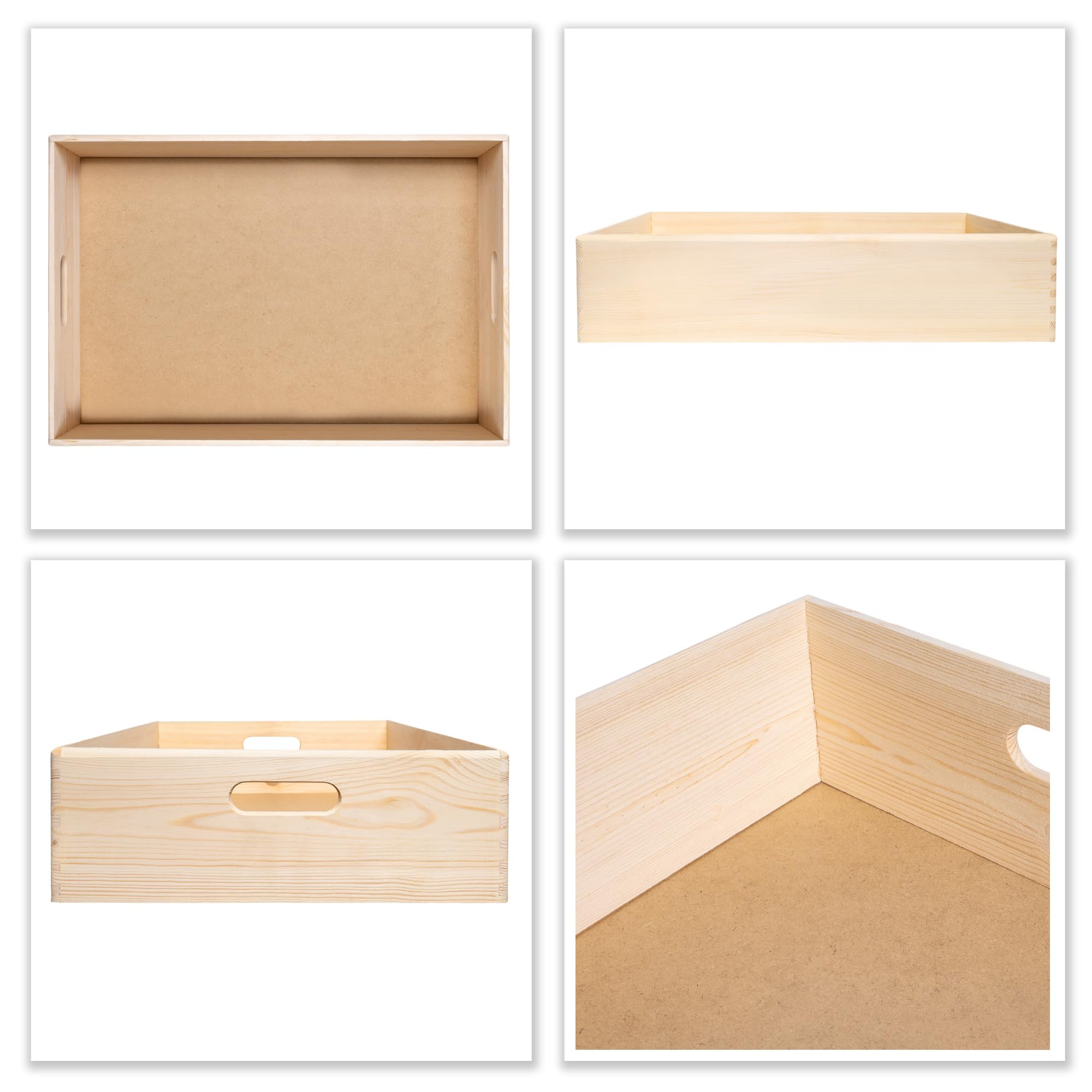 Creative Deco Grande Scatola in Legno 60x40x13.5 cm con Maniglie Portaoggetti Portagiochi per Decoupage