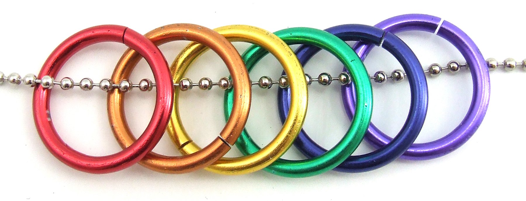 PHS International Rainbow Rings on Ball Chain Necklace