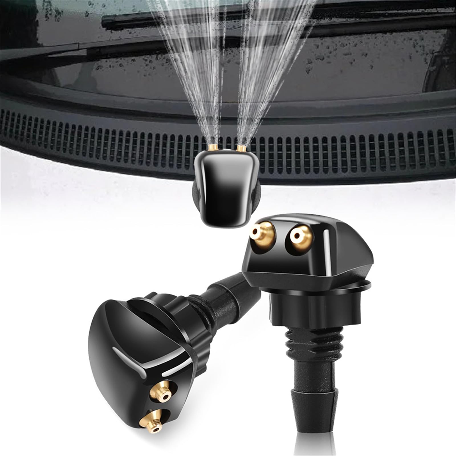 Zkhxhtg Universally 2 Hole Front Windshield Wiper Arm Washer Nozzle Set for Most Model Car SUV Repalcement