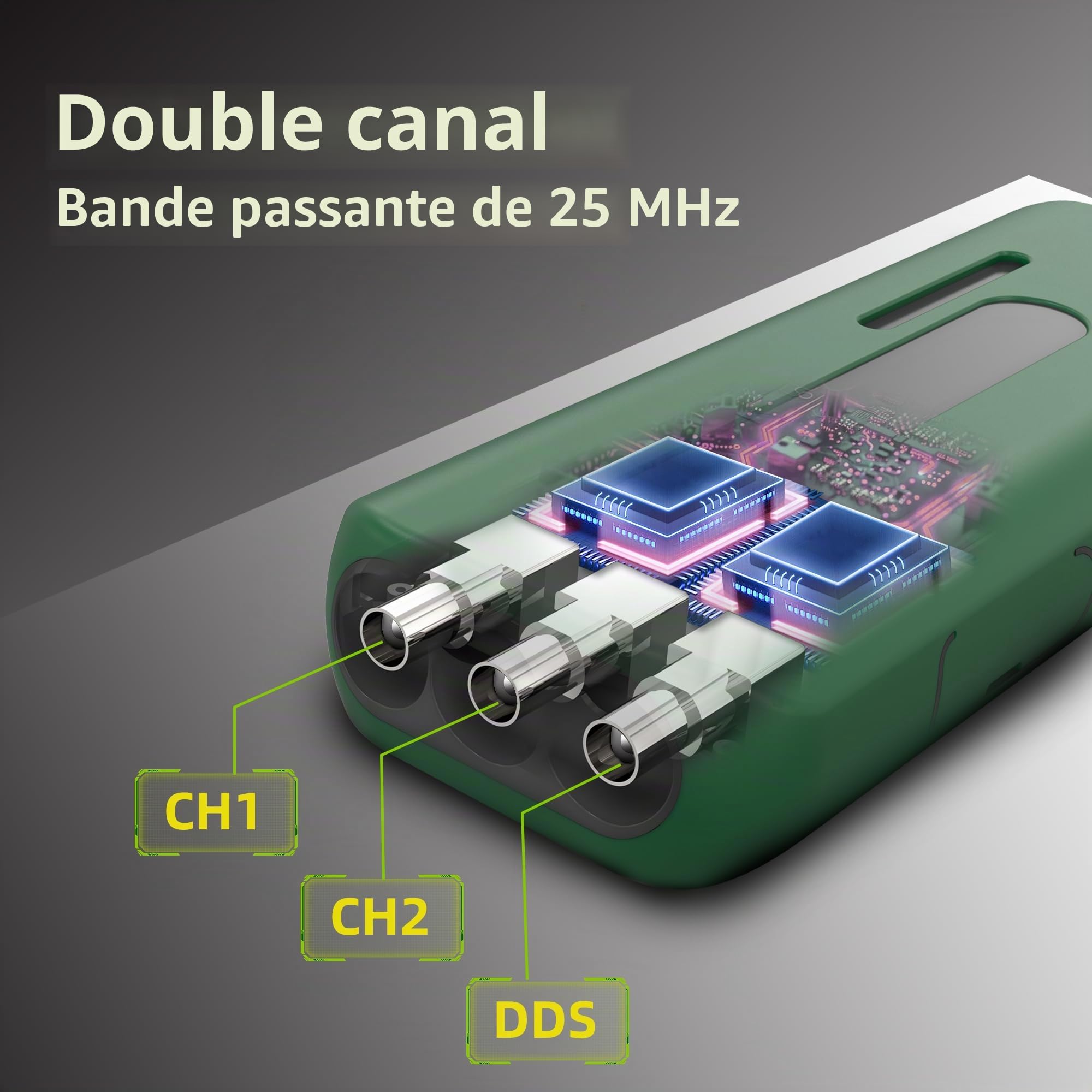 BSIDE O7 Oscilloscope Numérique Portable 2 Canaux avec Multimètre TRMS Générateur de Signal Grand Écran 3,98 Pouces 25MHz 208MSa/s Testeur Oscilloscope Rechargeable 5000mAh Mesure Courant 6000A