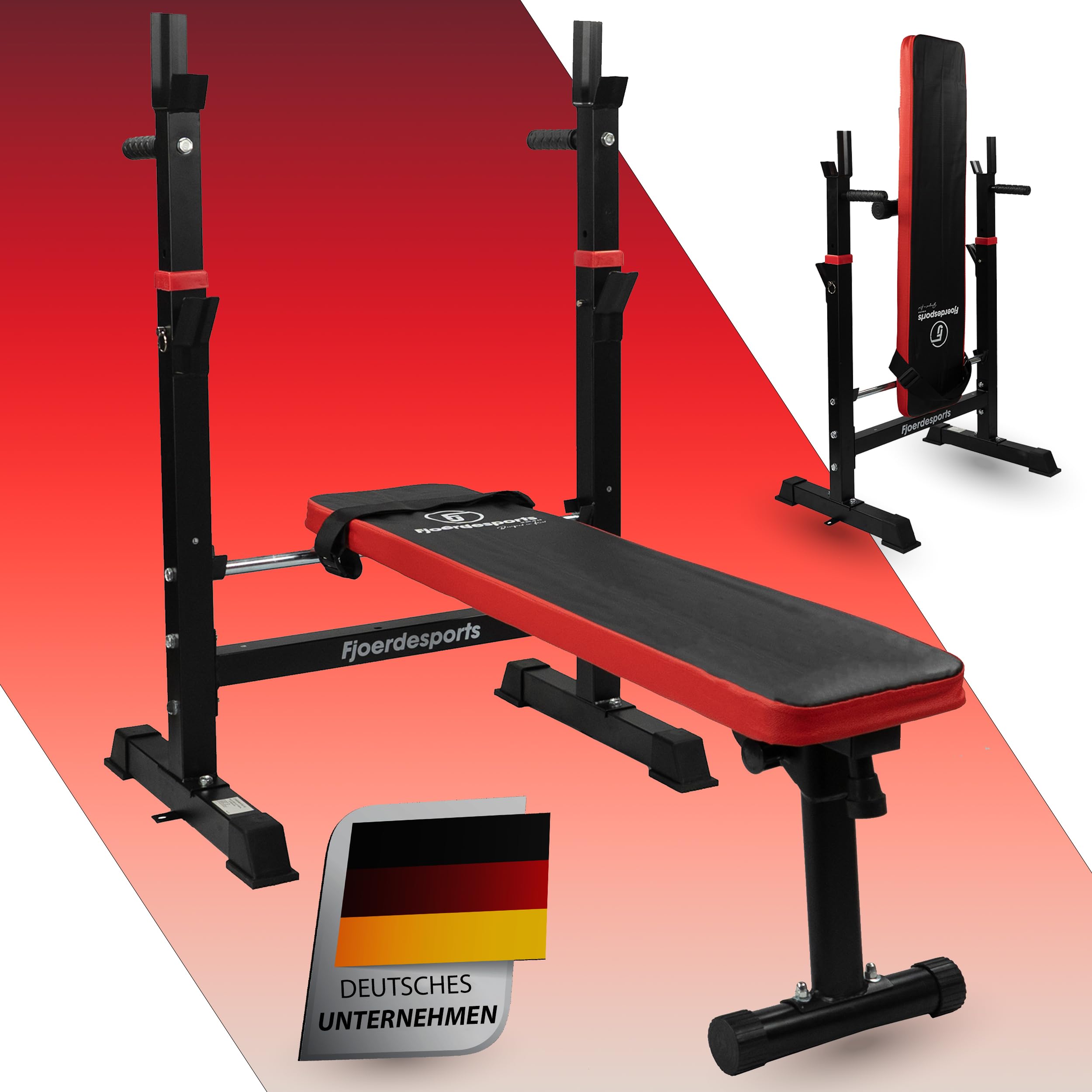 Hantelbank mit Ablage, Verstellbare Höhe & Klappbar, Schwerlast Gewichtheben, Heimtraining, Home Gym, Dip-Station, Fitnessstudio, Multifunktion Trainingsbank