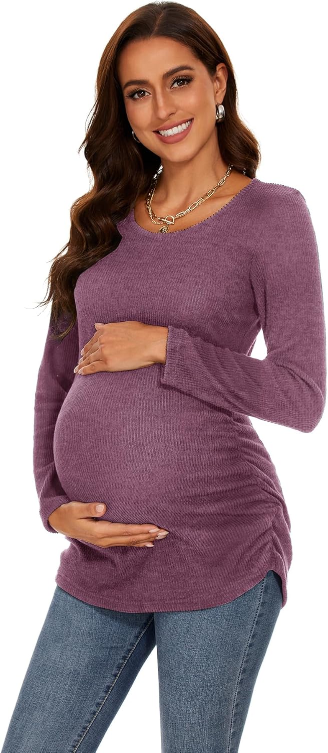 Smallshow Women's Maternity Sweater Shirt Long Sleeve Pregnancy Top Clothes - Image 3