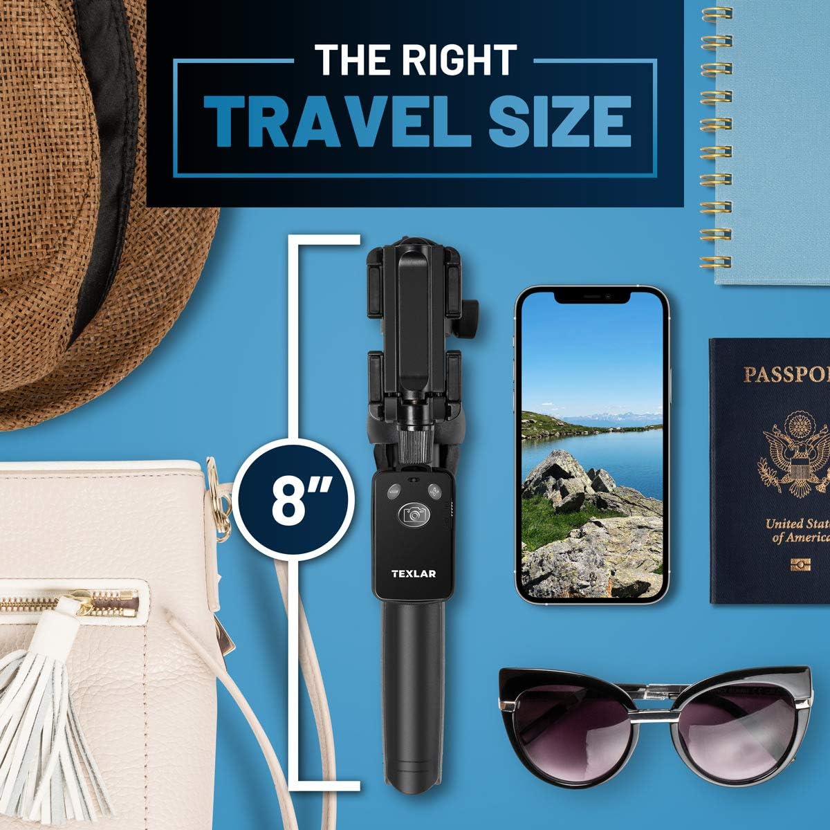 Texlar 48" Selfie Stick Tripod with Remote for iPhone 13, 12, 11, XR, X, 8, 7, Pro, Max, Plus, SE, Android Phone, Smartphone - TS48 Pro Small Mini Cellphone Stand : Cell Phones & Accessories