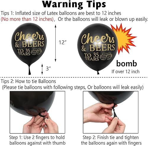 Miniatura 7 de Decoraciones de cumpleaños de 35 años para hombres, decoraciones de pancarta de felicitación a 35 años para hombres y mujeres, globo de lámina