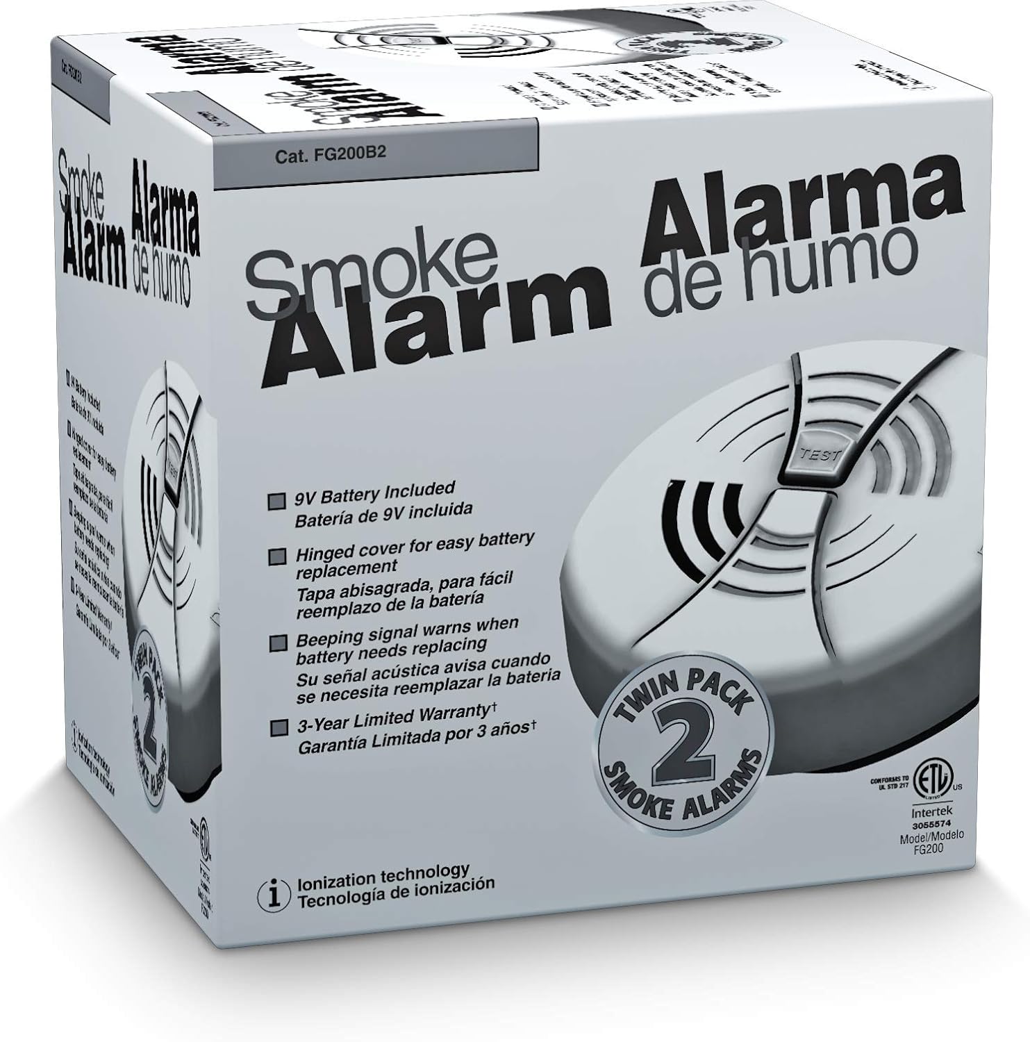 First Alert FG200B Family Gard Basics Smoke Alarm 1-Pack | Battery Operated Smoke Detector , White - Smoke Detectors - 