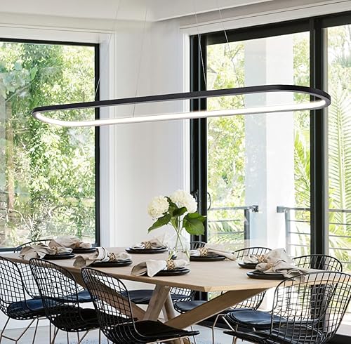 MADEM Candelabro LED moderno, 39.4 pulgadas, luz lineal negra, luz colgante de mesa de billar, lámpara colgante regulable 3CCT para comedor, cocina,