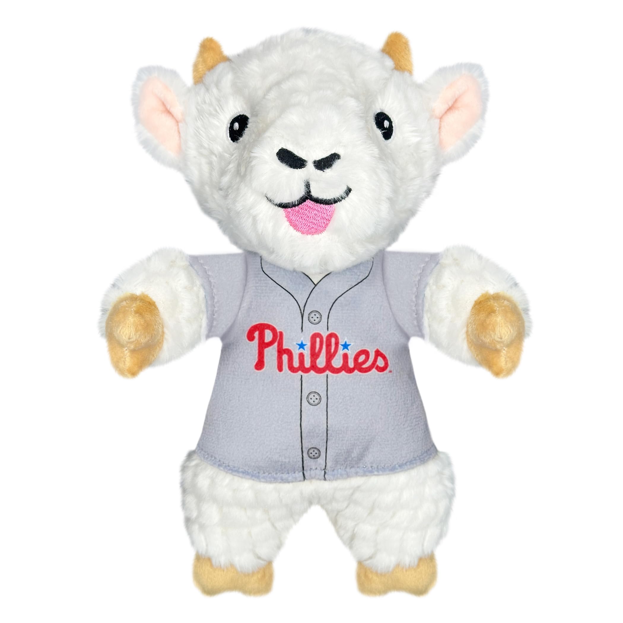 MLBPA Bryce Harper Goat Plush Toy for Dogs and Cats with Squeaker, Wearing a Team Player Jersey! MLB Philadelphia Phillies Fun & Sporty Goat Shaped