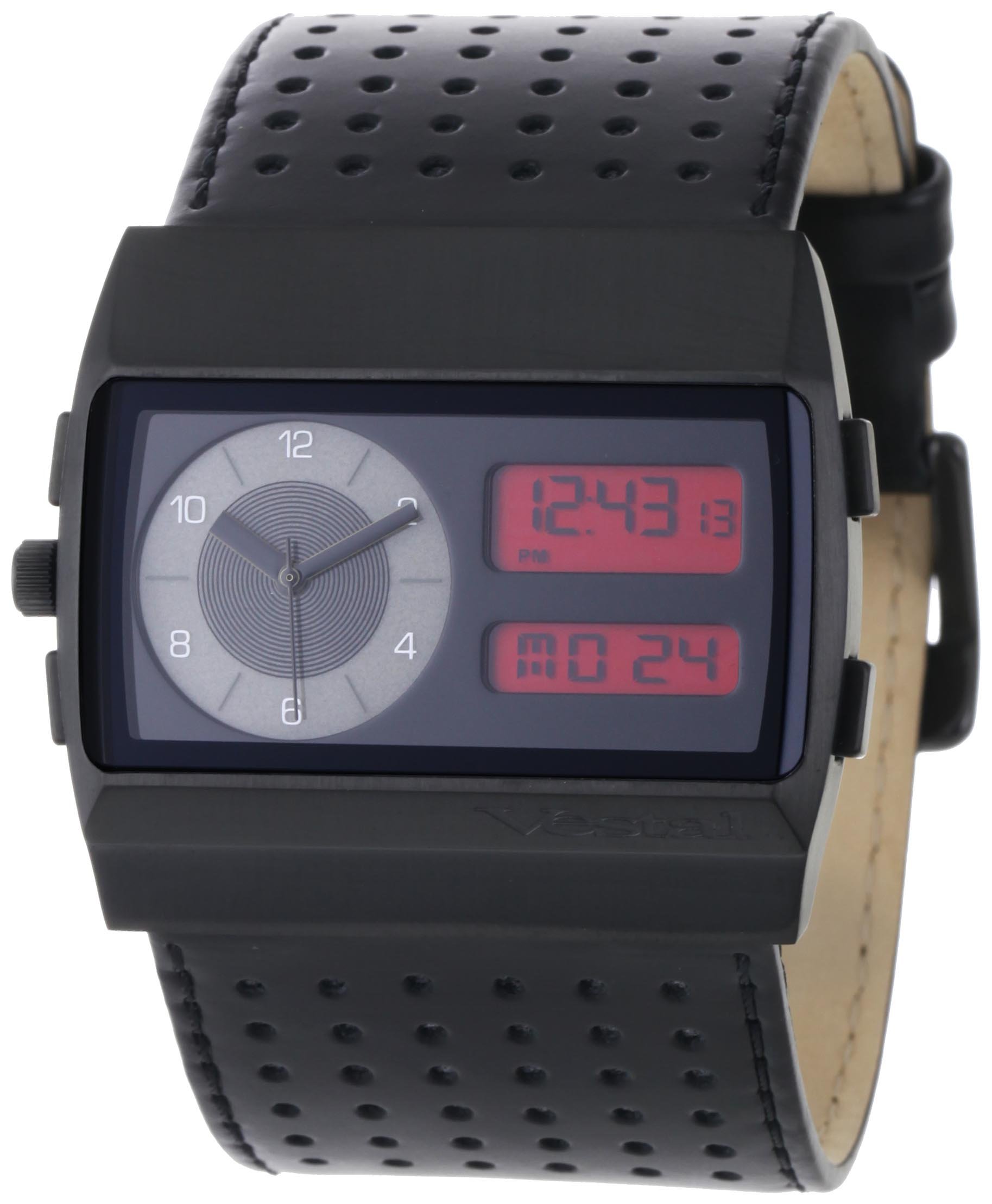 Vestal MCW027 watch on a wrist, showing the analog and digital displays.