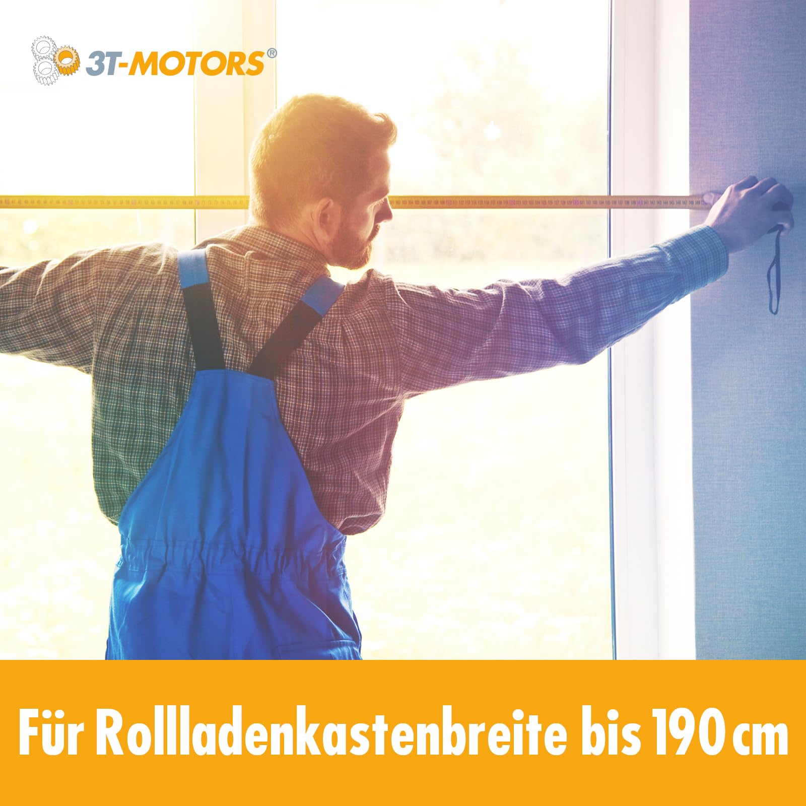 3T-MOTORS Funk-Rollladenmotor Komplettset mit Fernbedienung HSZ1, SW60 Welle 1,90 m, 3T45-20RX (Zugkraft 20 Nm/40 kg) mit mechanischen Endschaltern, bidirektional, Rollladenantrieb