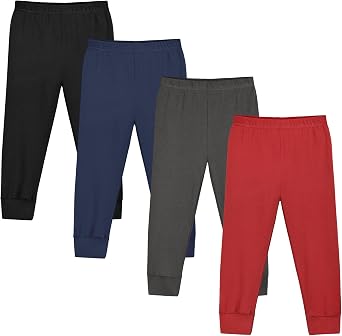 Resinta 4 Packs Toddler and Boys 100% Cotton Pants Kids Sport Pull on Jogger Pants 2T-6Year