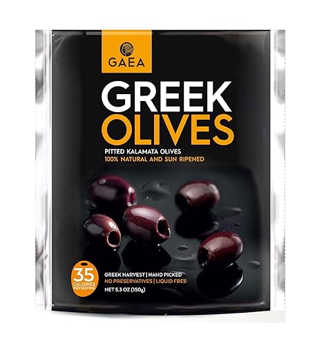 Gaia, Pitted aceitunas Kalamata Pouch5,3oz (Pack de 8)