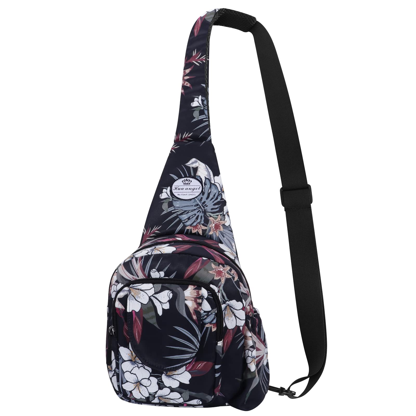 HUA ANGEL Floral Sling Bag, Small Lightweight Crossbody Shoulder Chest Bag for Men & Women Compact Travel Hiking Mini Daypack