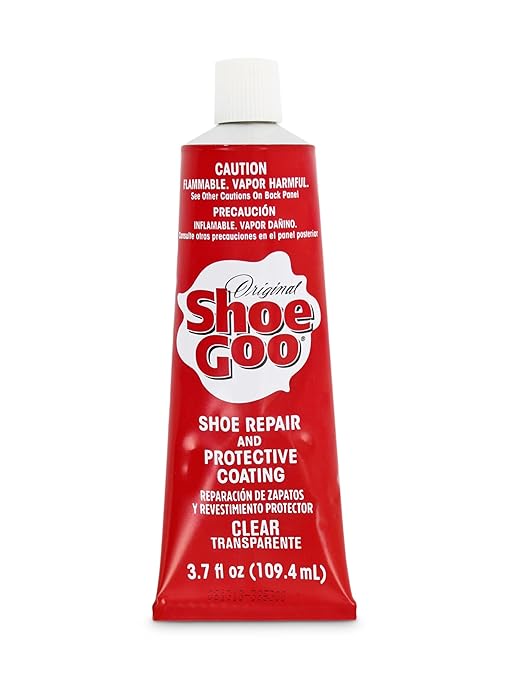 SOF SOLE Original Shoe Goo - 3.7 fl oz Tube - Clear Shoe Glue - Repairs Soles, Heels, Patches Small Holes - Bonds on Contact, Dries Within 24 Hrs, Waterproof - Works on Leather, Rubber, Vinyl, Canvas