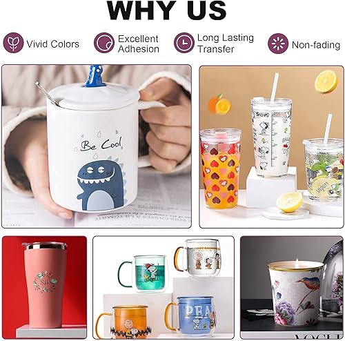 Miniatura 4 de Ahorra un 30 % en papel adhesivo de inyección de tinta de Waterslide transparente y blanco, calcomanías de inyección de tinta imprimible, 20 hojas