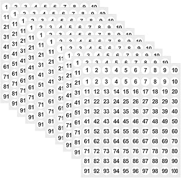 50 Sheets 0.4 Inch 1100 Number Dot Removable Label Stickers White