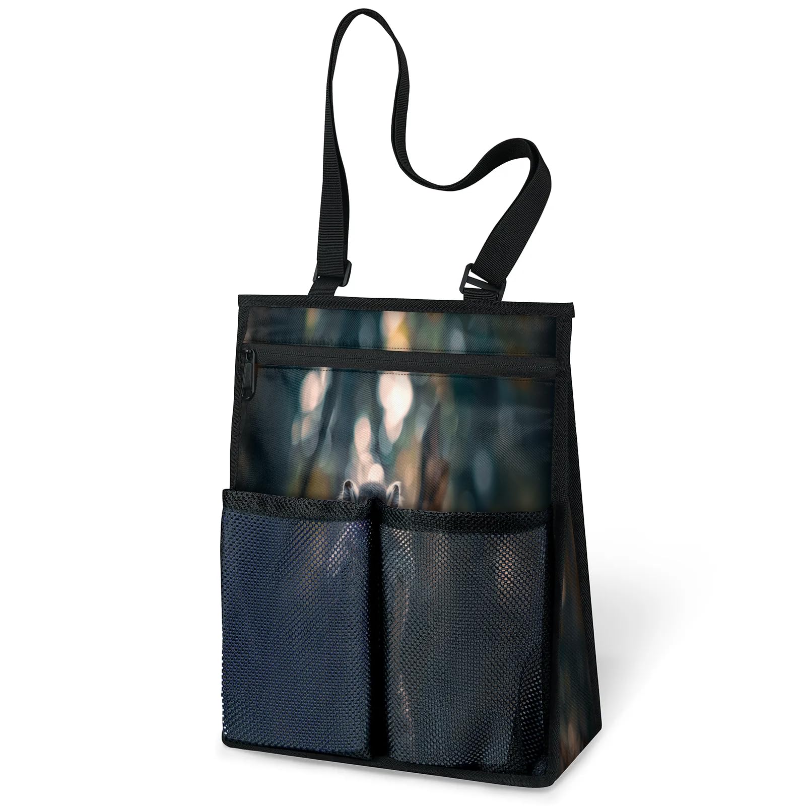 Ourtheme Animal Ring Tailed Lemur Portable Shower Bag for Travel Gym Camp Beach Tote Shower Caddy Bags Hanging