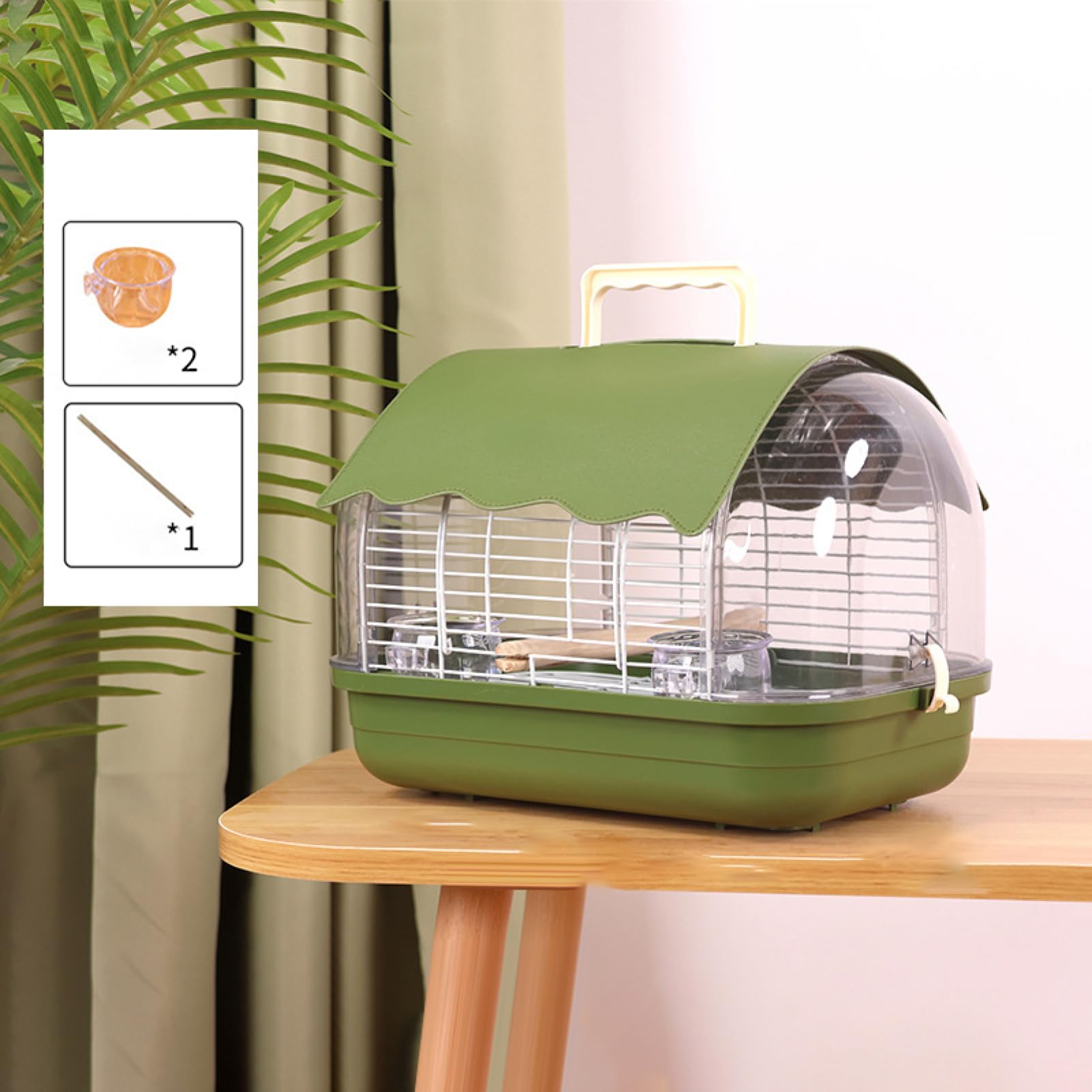 Vogelreisekäfig,Transparenter Transportkäfig Für Unterwegs,Vogelkäfig Mit Rundum Blick | Für Innen Außen Balkon Wohnzimmer Wellensittich Kanarienvogel Nymphensittich