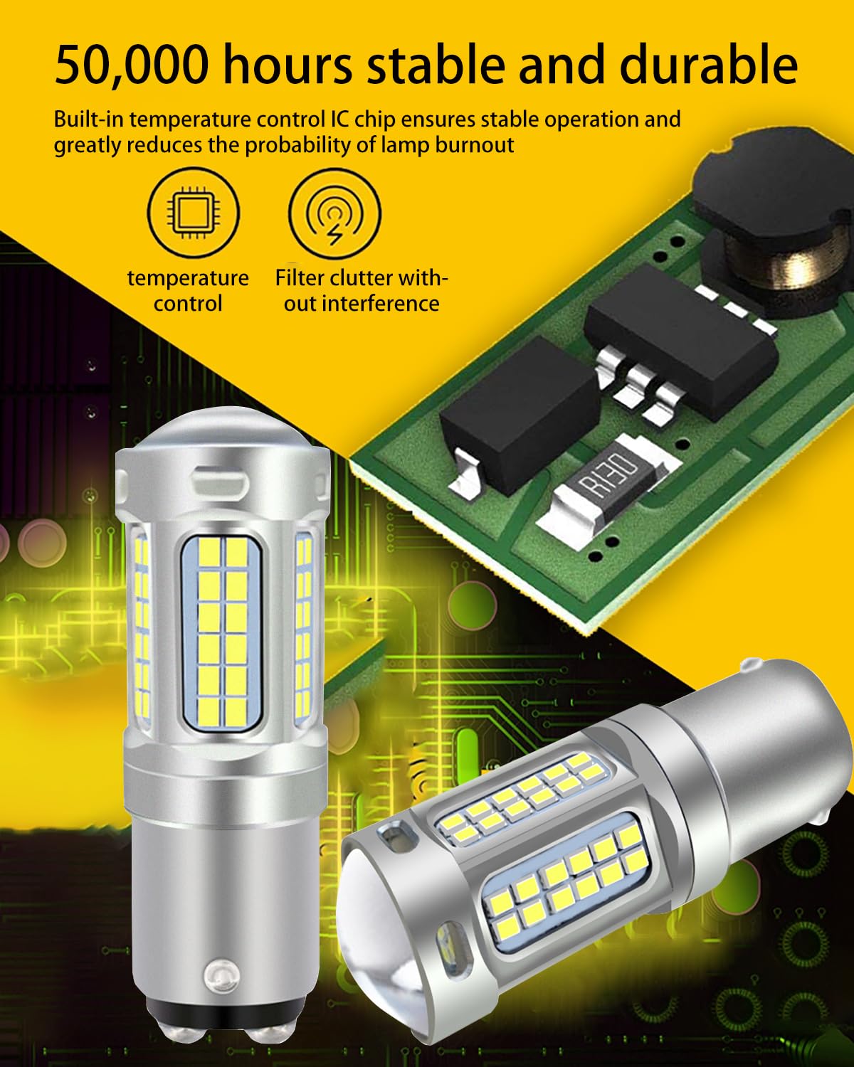 Ltshin 1157 LED Bulb, Super Bright 2357 2057 7528 BAY15D LED Bulbs for Cars, 12V Non-Polarity 69-SMD LED Chipsets with Projector for Tail Stop Brake Signal Running Lights (2Pack White)