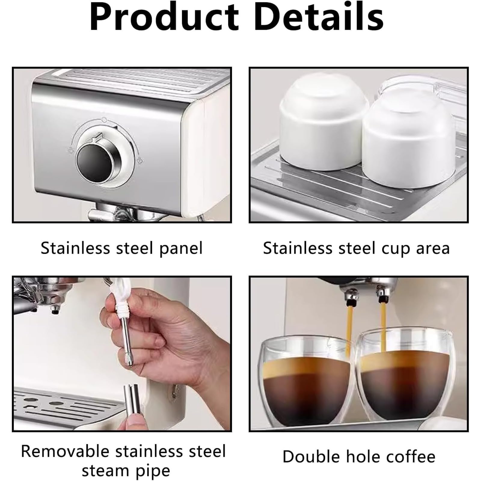 Máquina automática de espumado de agua hirviendo a vapor de 220 V, máquina de espresso con bomba de 20 bares, tanque de agua de 1,2 L y vaporizador de leche, para capuchino y café con leche