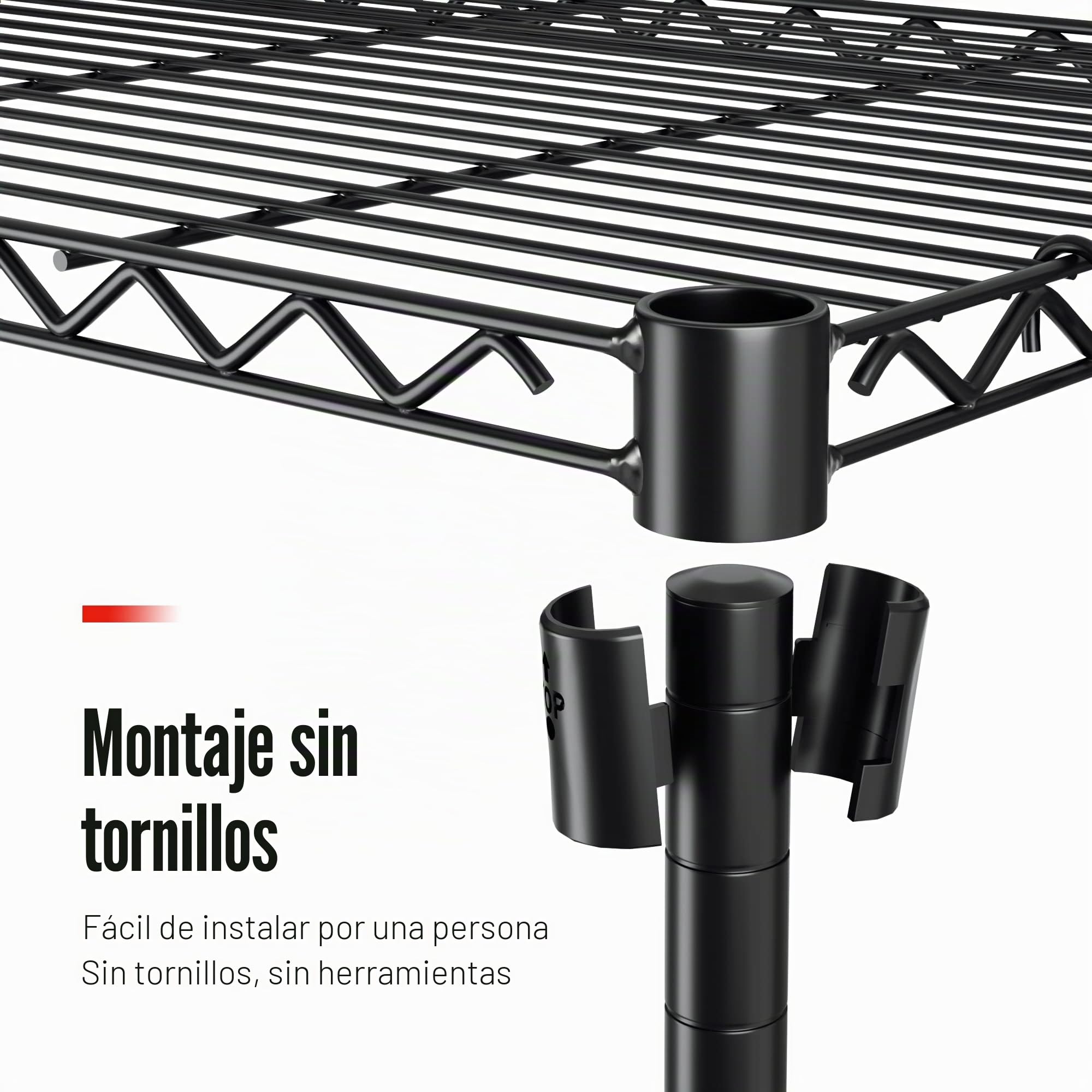 WORKPRO Estantería de Almacenamiento con 5 Baldas Ajustables en Altura y Patas Niveladoras, Estantería Metálica, para Sótano o Taller, Carga Máxima 340 kg, 75 x 35 x 150 cm, con 4 Ganchos, Negra