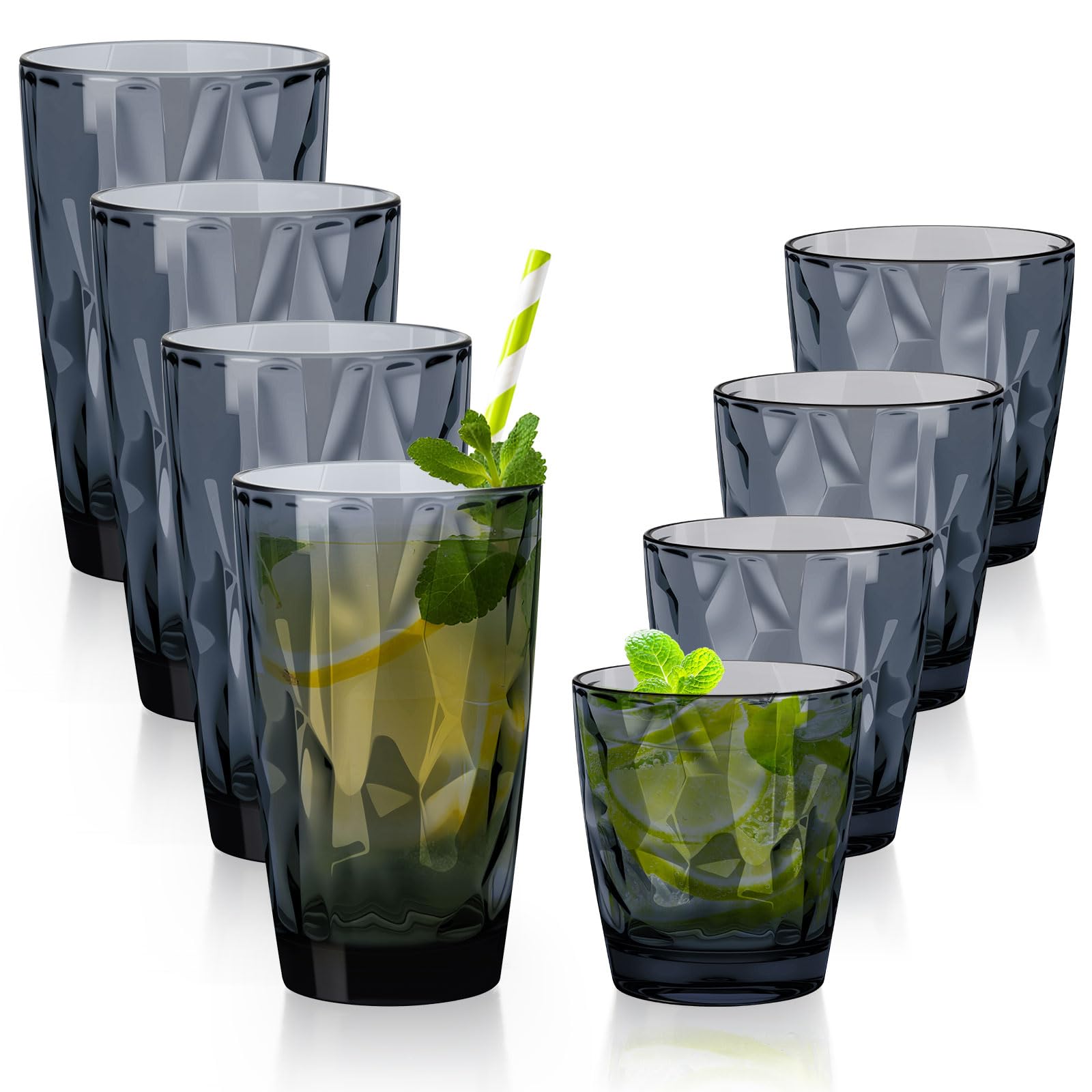 Topsky Gobelets en plastique réutilisables, incassables, en plastique acrylique incassable, pour la maison, les pique-niques, les fêtes, passent au lave-vaisselle, empilables, 300 ml et 473 ml, gris