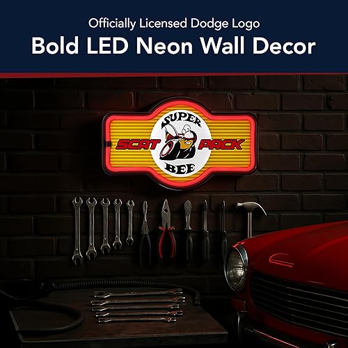 Miniatura 2 de Super Bee Scat Pack Letrero De Led, 16" Tie Shaped señal, luz LED Cuerda que tiene una apariencia, decoración de pared para hombre cave, cochera, de