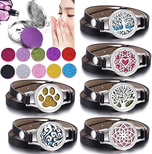 Miniatura 6 de Pulsera difusora de aceites esenciales, correa de cuero negro, regalo único para mujeres, niñas en cumpleaños y Navidad, regalos económicos para