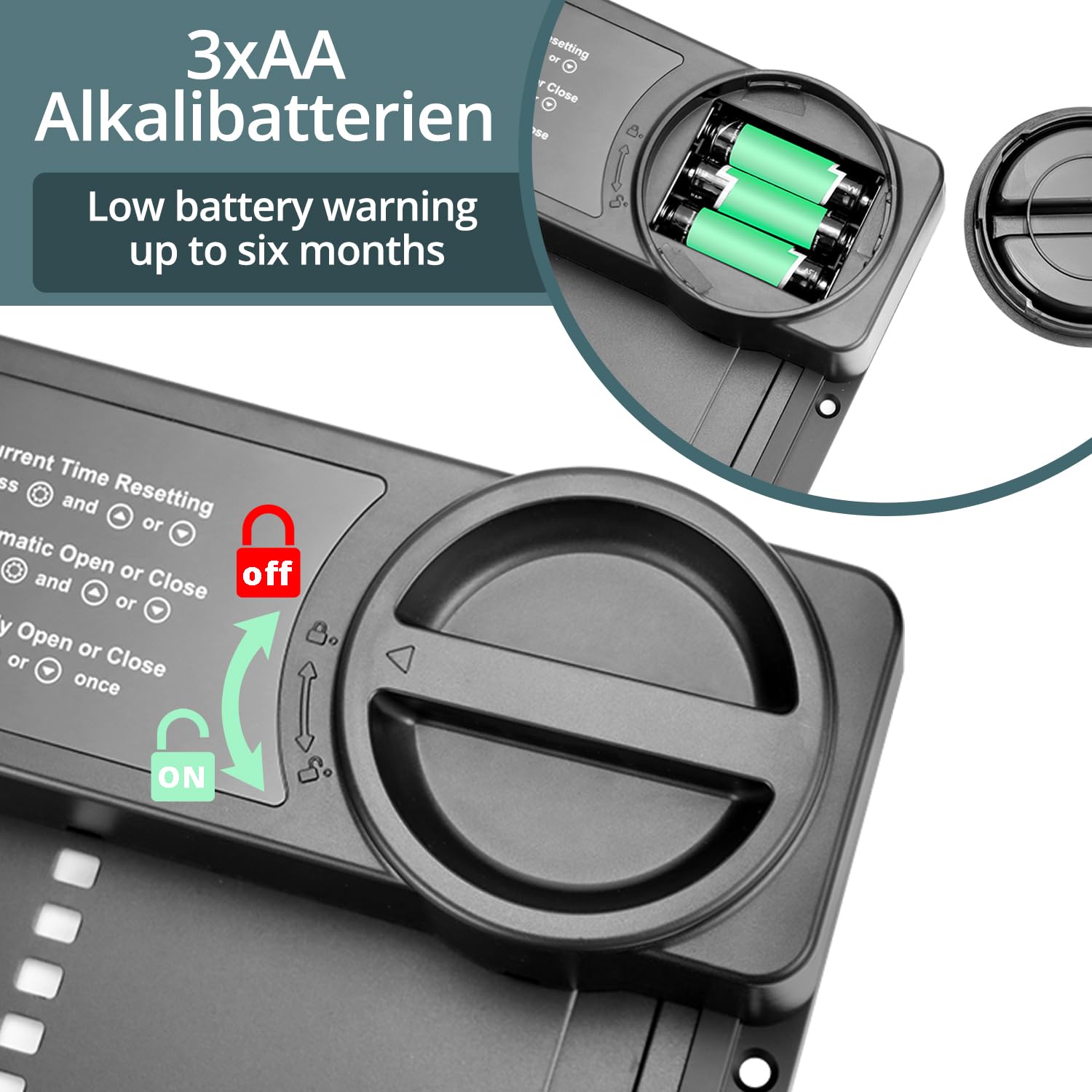QWORK® Porta Automatica Pollaio, Porta Pollaio in Lega Alluminio con Timer, Schermo LCD, Avviso di Batteria Scarica