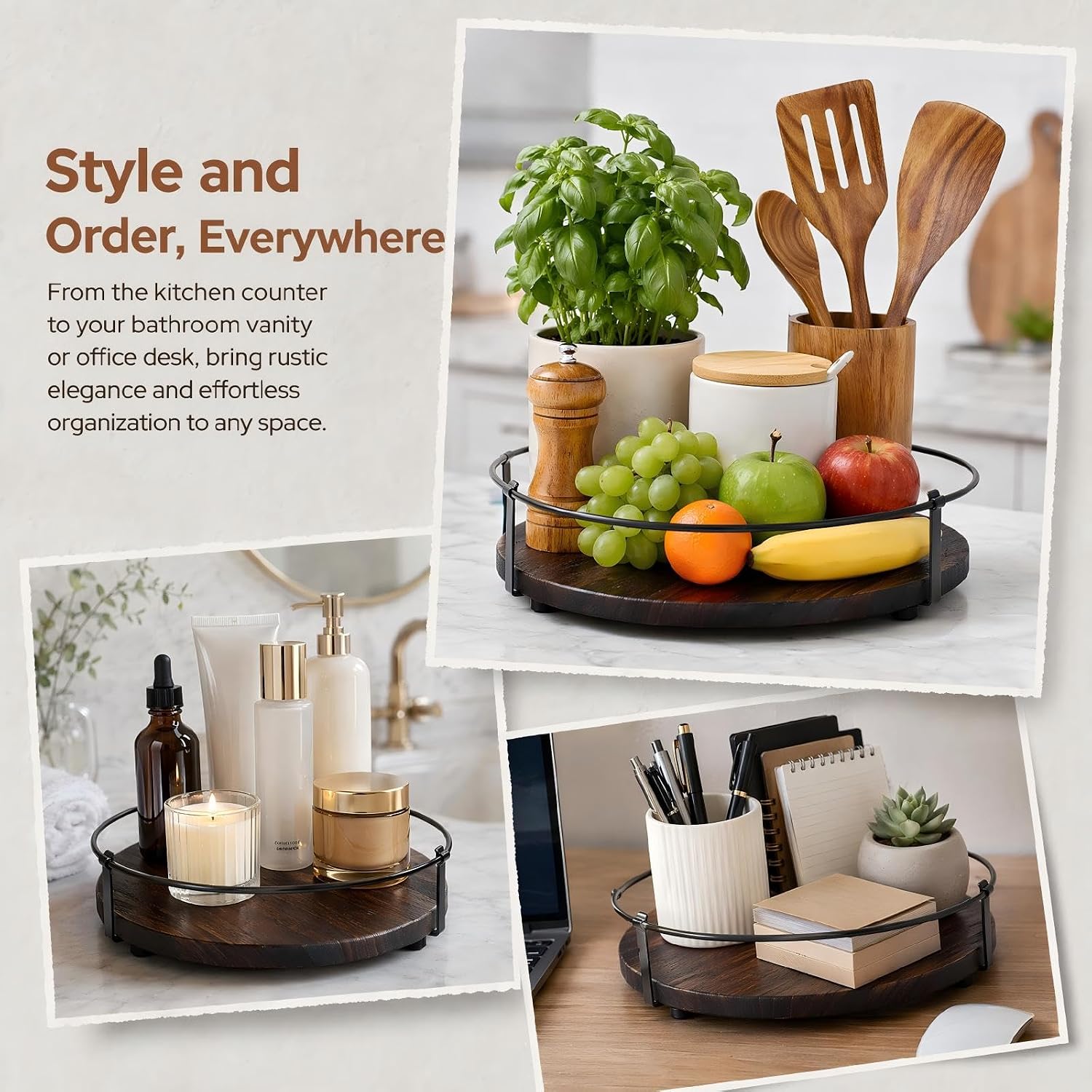 Lazy Susan Turntable Organizer for Table Top 10" （Black） image 4