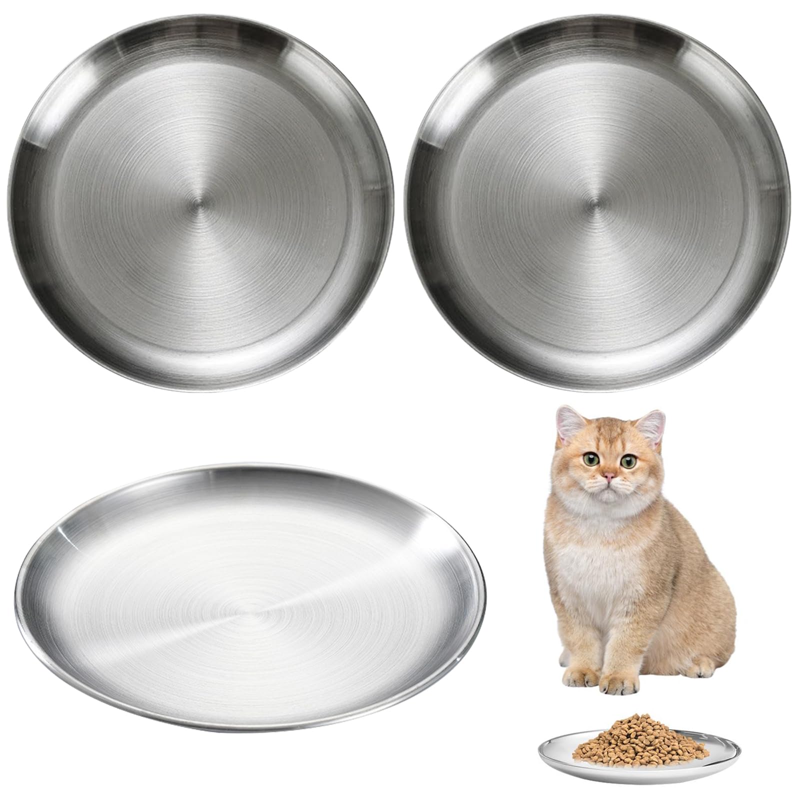 3 Piezas Cuenco de Acero Inoxidable para Gatos Higiénico Duradero