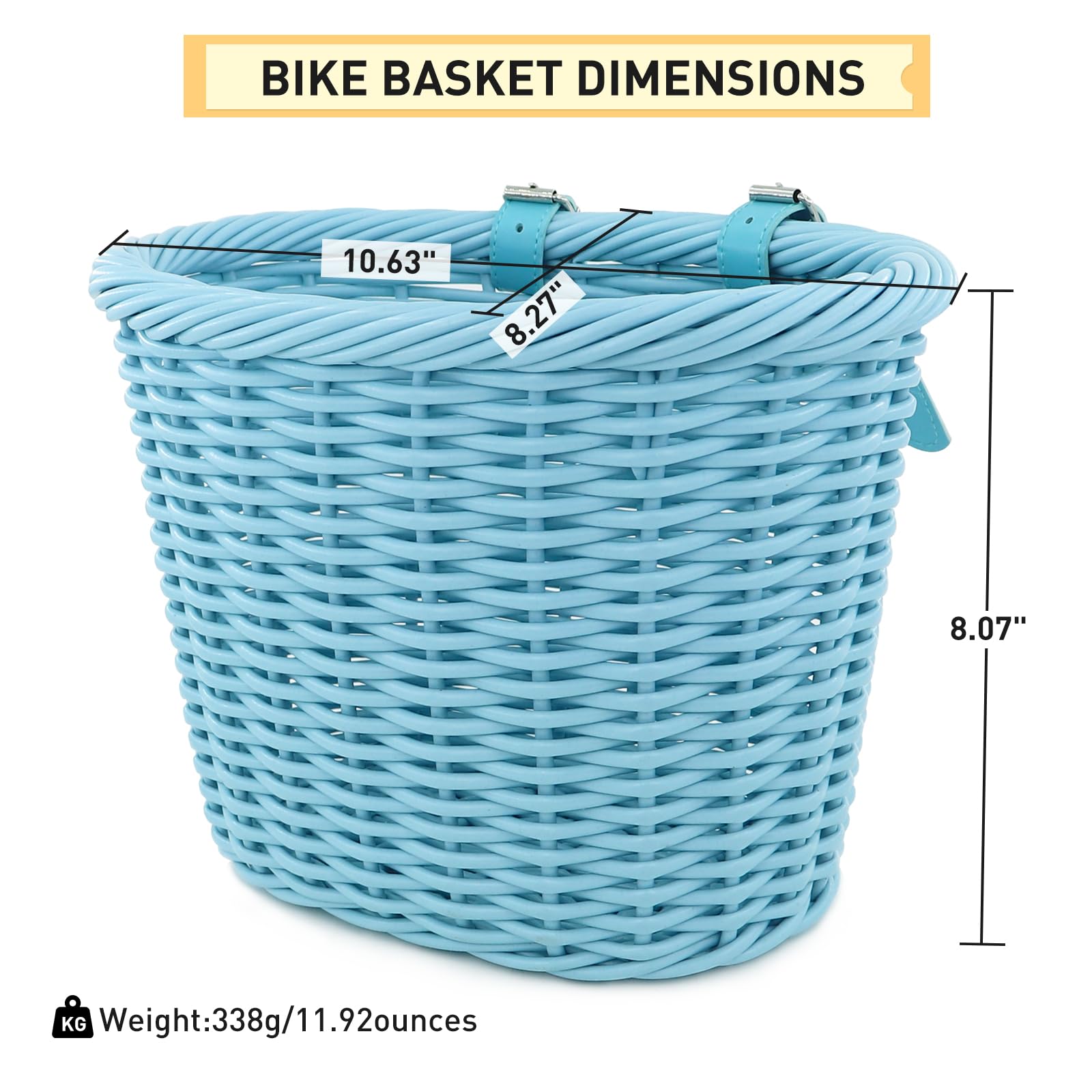 ZUKKA Panier de vélo tissé pour vélos adultes/enfants avec sangles en cuir réglables - Panier de rangement étanche - Multicolore