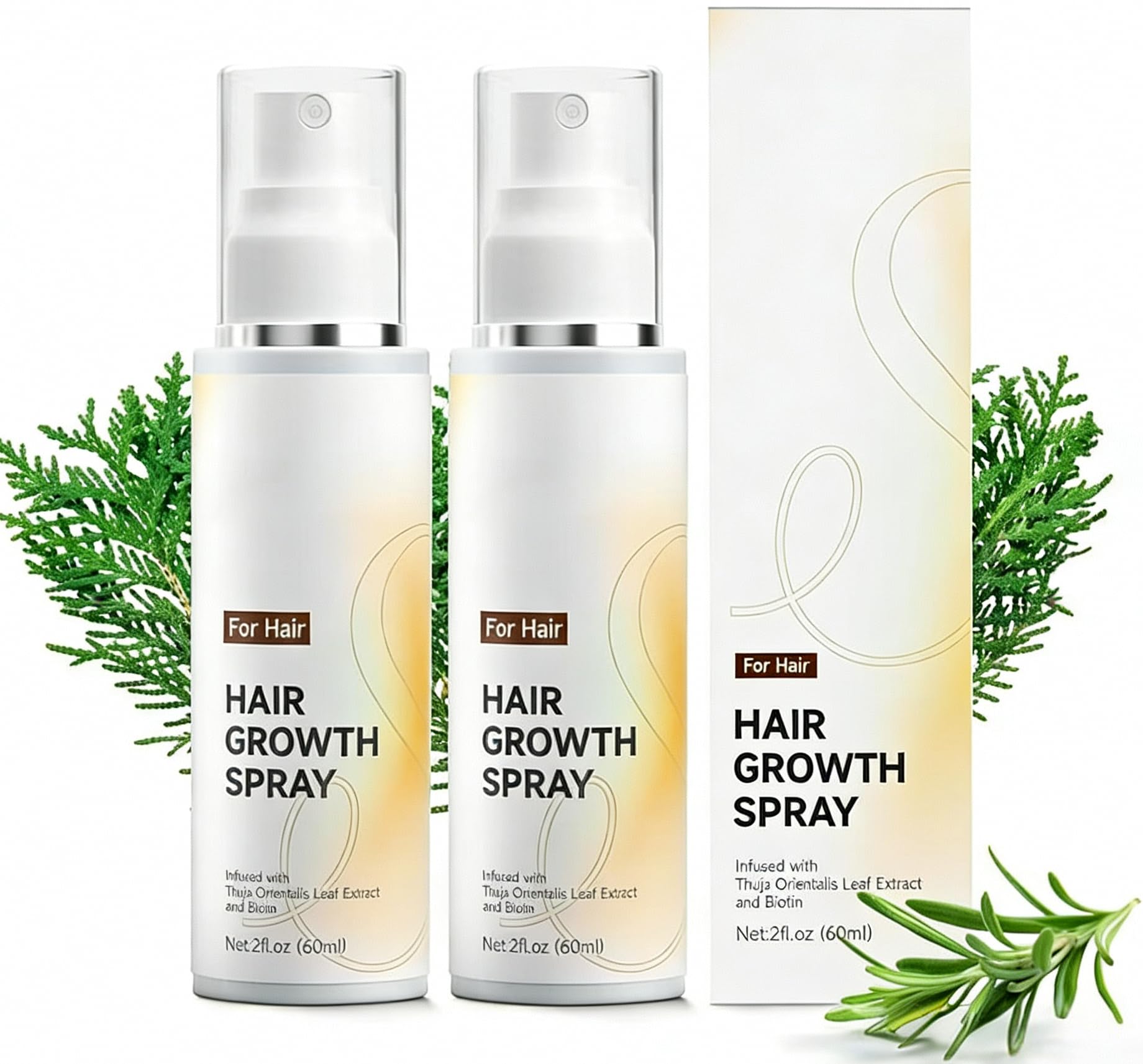 Snidin Haarwuchsspray, Spray gegen Haarausfall für stärkeres und volleres Haar, natürliches Haarverdichtungsserum für trockenes und geschädigtes Haar, fördert dickeres, natürliches Haar,2PCS