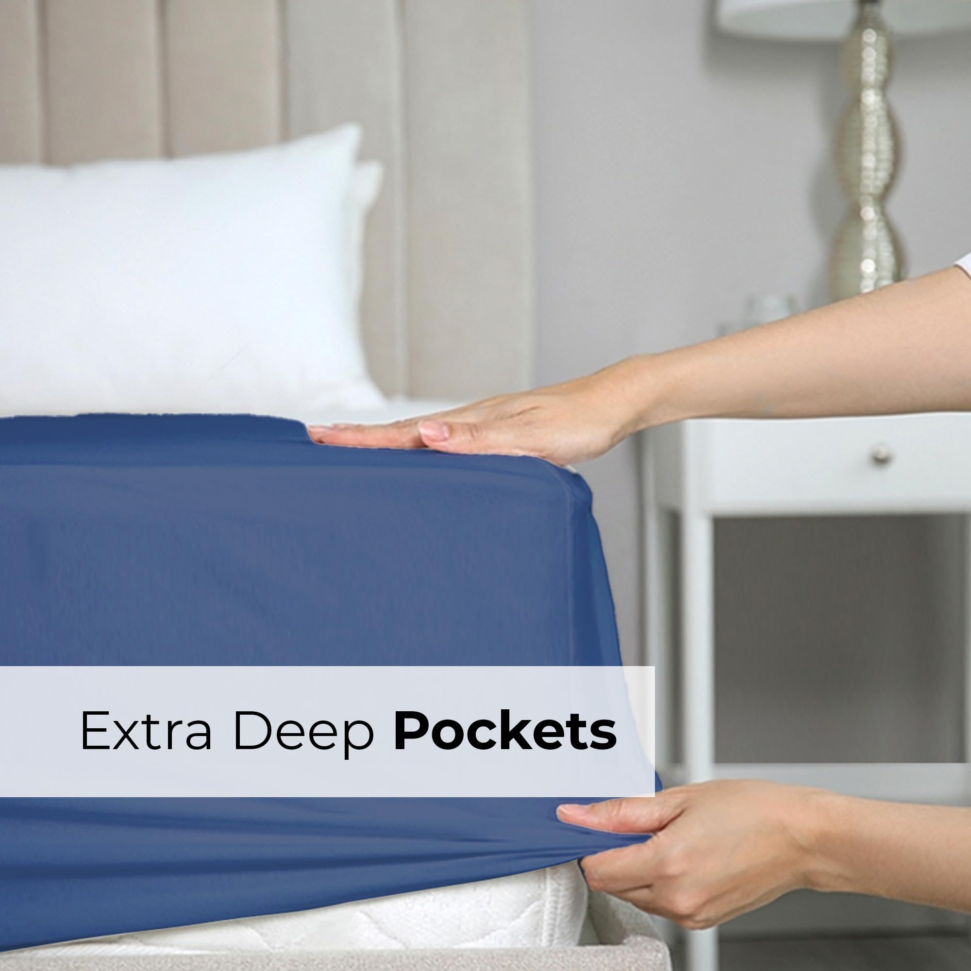 Small Double Fitted Bed Sheet 120x190cm, Extra Deep Fitted Sheet for Mattresses up to 40 cm (16"), Soft Brushed Microfiber - Image 2