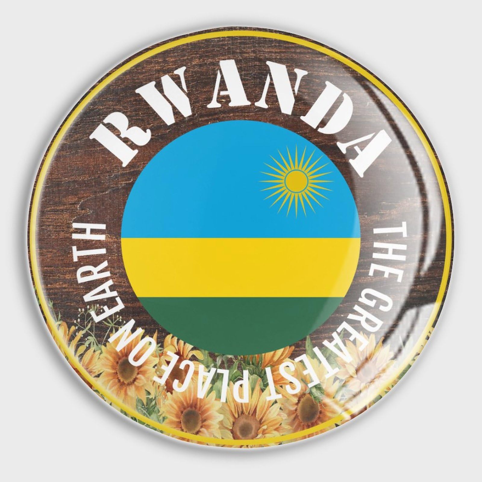 Rwanda Flag Country Refrigerator Magnets Glass Small Round Fridge Magnets, Multi-Use Premium Magnets for Fridge, Locker, Whiteboard, Billboard, Kitchen, Office, School Travel Souvenir